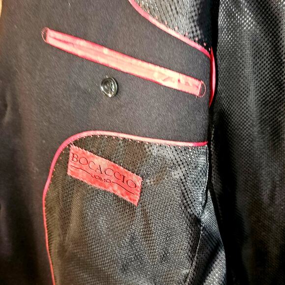 Bocaccio Uomo Black 2 Button Sport Coat Suit Blazer Jacket Mens 42L Paris Luxury - Picture 4 of 7